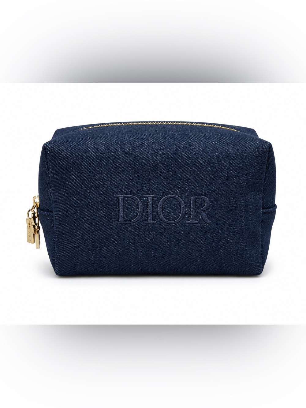 Dior Denim Blue Embroidered Canvas Cosmetic Pouch GWP